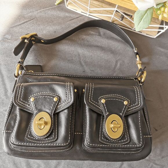 Coach Handbags - COACH Vintage Legacy 65th Anniversary Turn lock Leather Shoulder Bag F12868